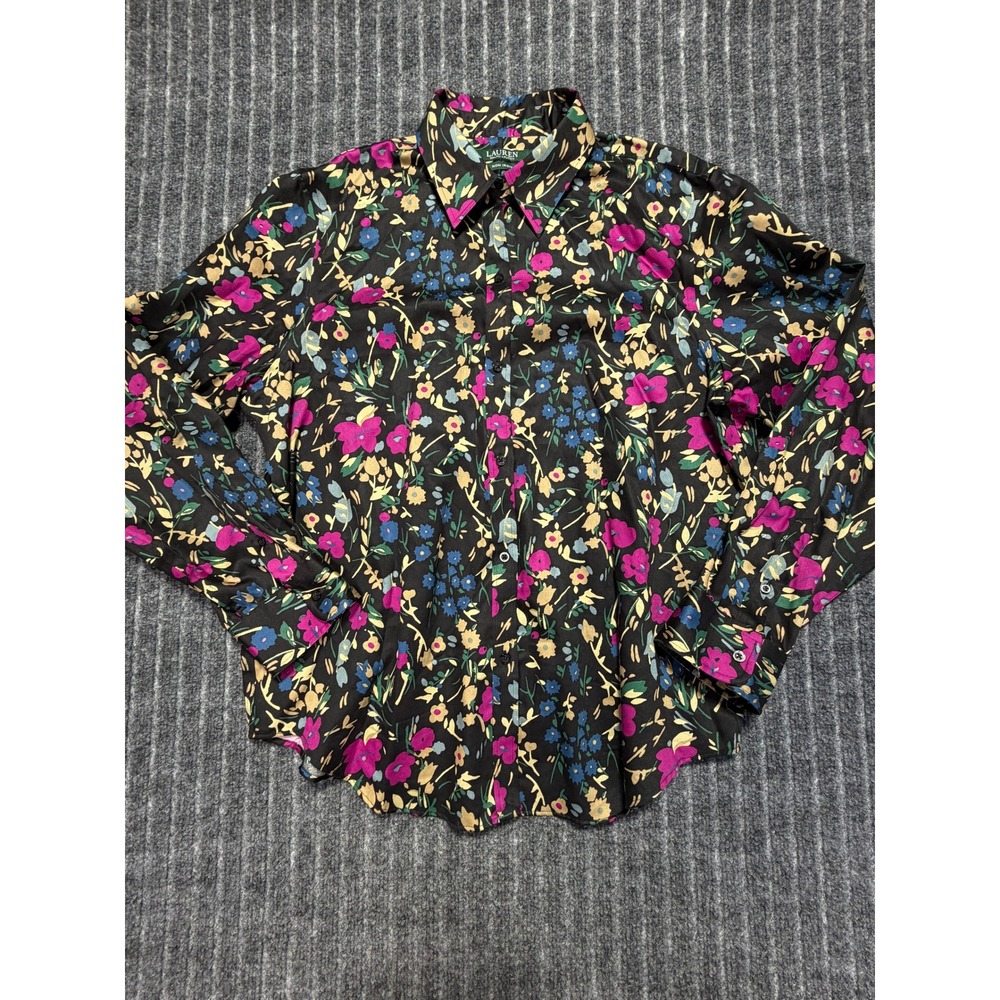 Ralph Lauren Floral Cotton Non Iron Buttoned Shirt Womens XL Preppy Business